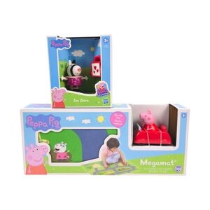 Peppa Pig Megamat Felt Play Mat with Vehicle, + Zoe Zebra Toy Figure- BUNDLE